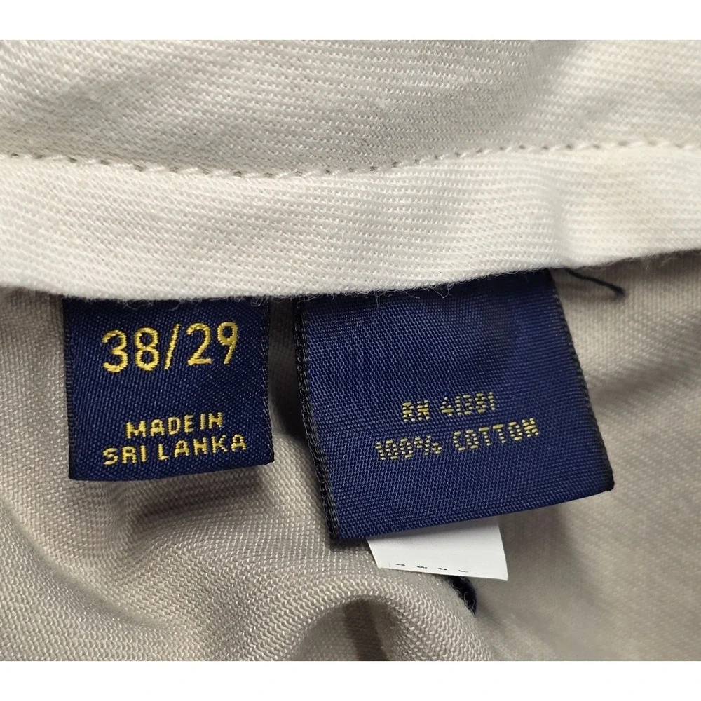 Polo Ralph Lauren Mens Size 38x29 Classic Fit Beige Pleated Chino Pants‎